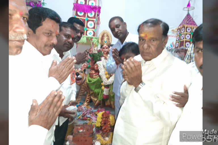 mla madan reddy organized pujas in durgadevi temple in medak district narsapur