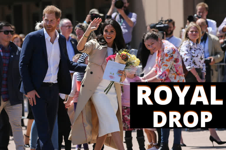 Harry-Meghan's sussex royal brand  Harry-Meghan's sussex royal brand dropped  Harry-Meghan's royal departure  Harry-Meghan leave Royal palace  UK's Prince Harry and his wife Meghan Markle  Royal rift in Britain's royal family  அரச குடும்ப பட்டம் இழப்பு குறித்து ஹாரி-மேகன் அறிக்கை