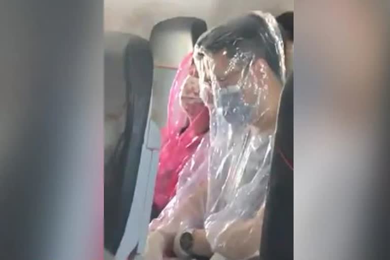 passenger wrap themselves in plastic