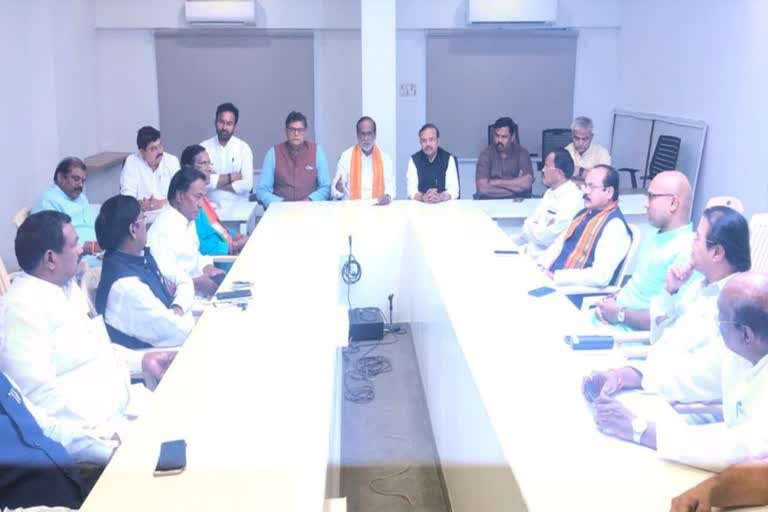 telangana bjp core committe meeting for amitshah sabha at lb stadium