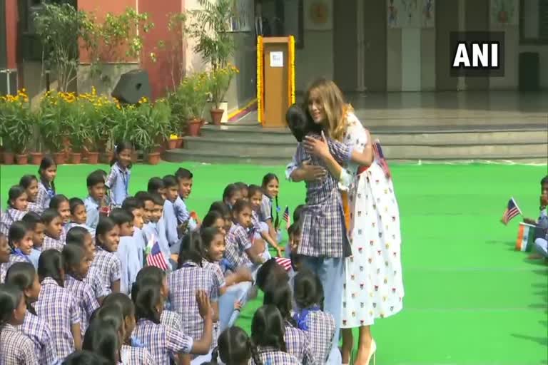 Melania Trump interacts with school students, attends 'happiness class'