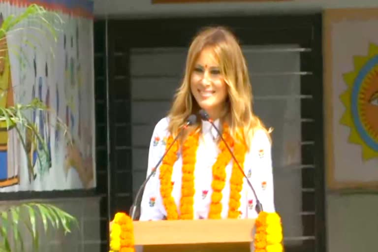 melania wears sindoor in a school