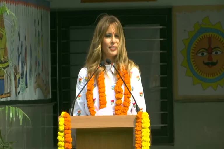 First Lady Melania Trump Visits Delhi's Sarbodaya Co-education Senior Secondary School