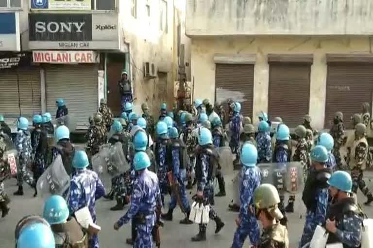 flag march of police