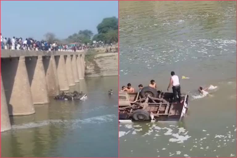 bus falls in river bundi, bundi news, bundi bus falls into river, बस नदी में गिरी