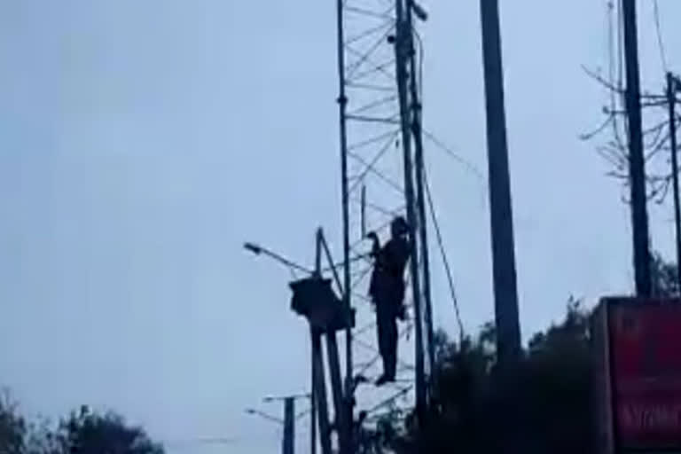 Woman climbed tower after dispute with husband