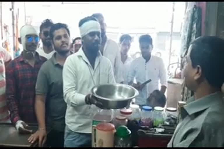 Young Congressmen on the road begging for the repair of roads