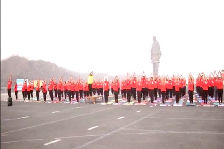 'Surya Namaskar' at Statue of Unity