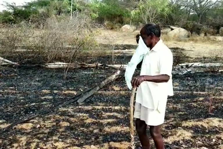 Agricultural equipments  burned in  varikasuvupalli at chittore