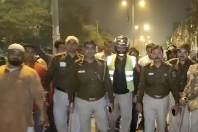 Police flag march in Mangolpuri