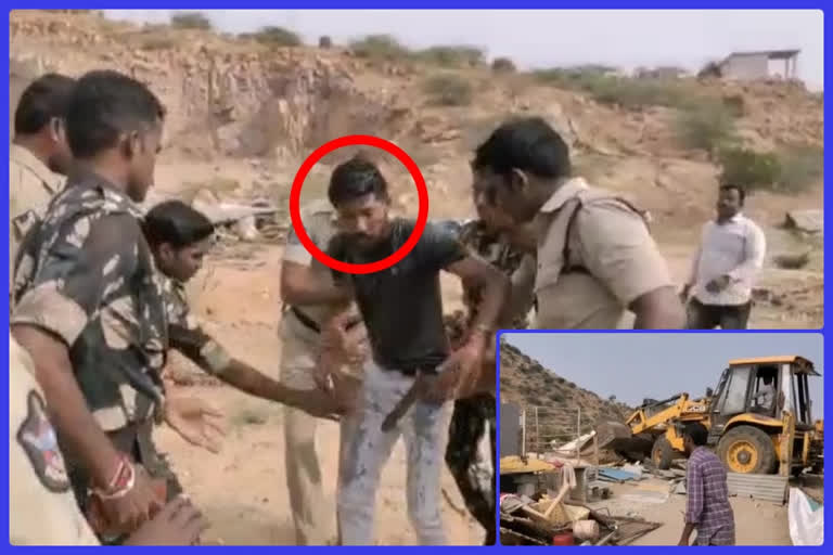 a young man attempt to sucide for removal of huts in Bukkarayasamudram at ananthapuram