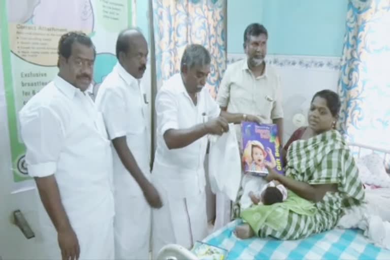 mla kalaivanan gifted gold rings to infants born on stalin birthday