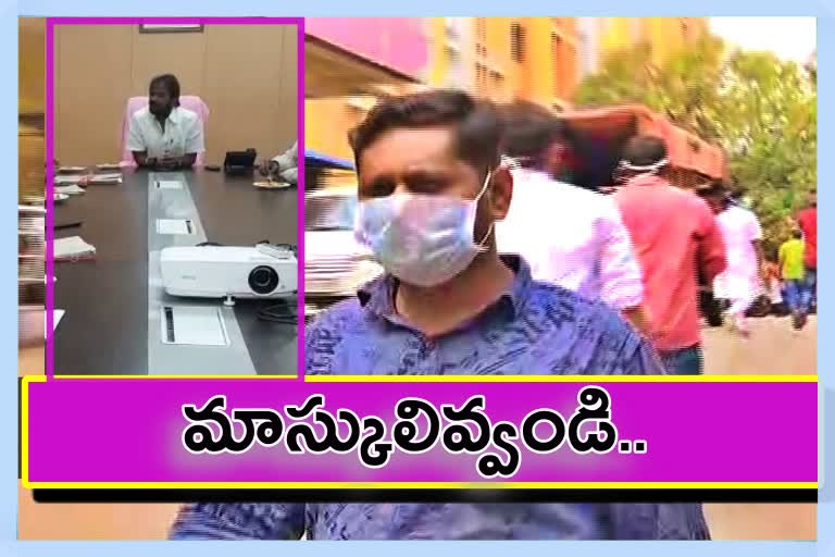 Minister srinivas goud ordered to supply masks to the visitors