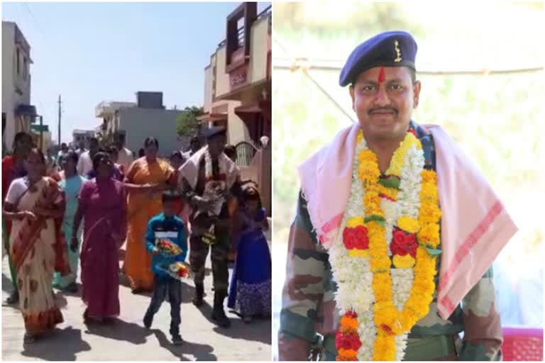 Grand welcome for Hirebagevadi soldier who retired from Service