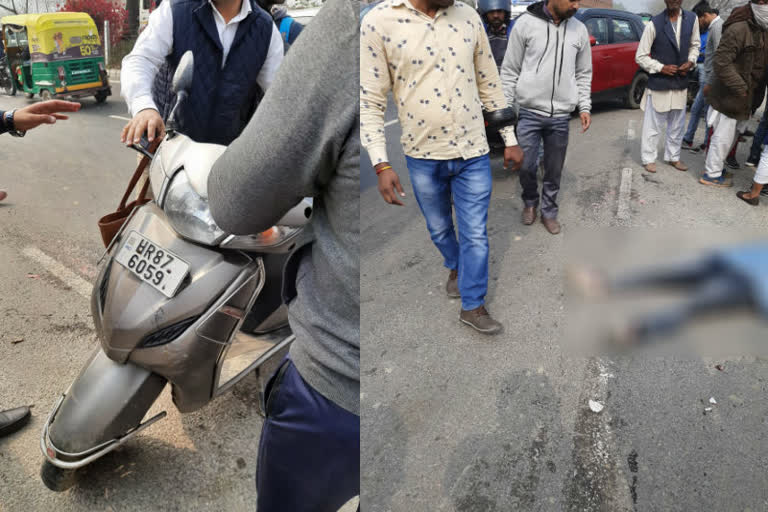 Scooty riding woman died on the spot in a truck collision in Greater Noida