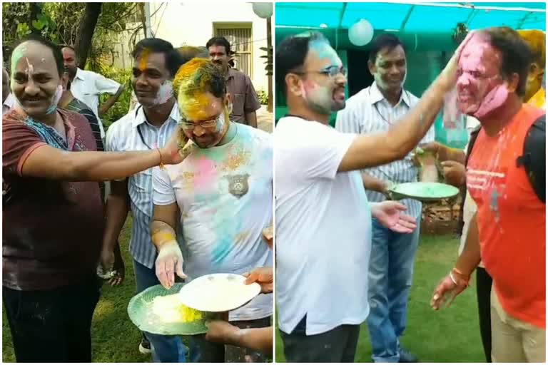 karimnagar collector sashanka celebrated holi in collectorate