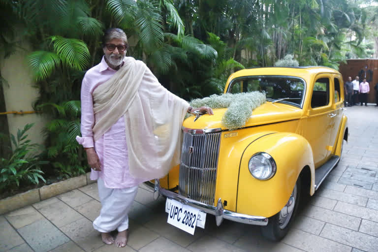 'Speechless' Big B poses with new vintage car