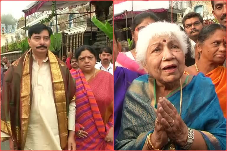 Justice Raviranjan and Shawkar Janaki visitted thirupathi temple in chiottoor