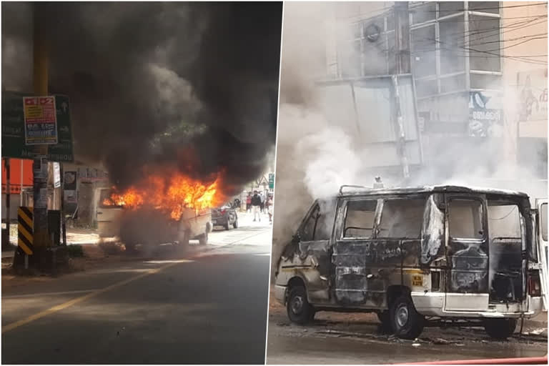 ambulance caught fire  ആംബുലൻസിന് തീപിടിച്ചു  മൃതദേഹവുമായി പോയ ആംബുലൻസിന് തീപിടിച്ചു  The ambulance that went with the body caught fire  വെഞ്ഞാറമൂട്  venjaramoodu