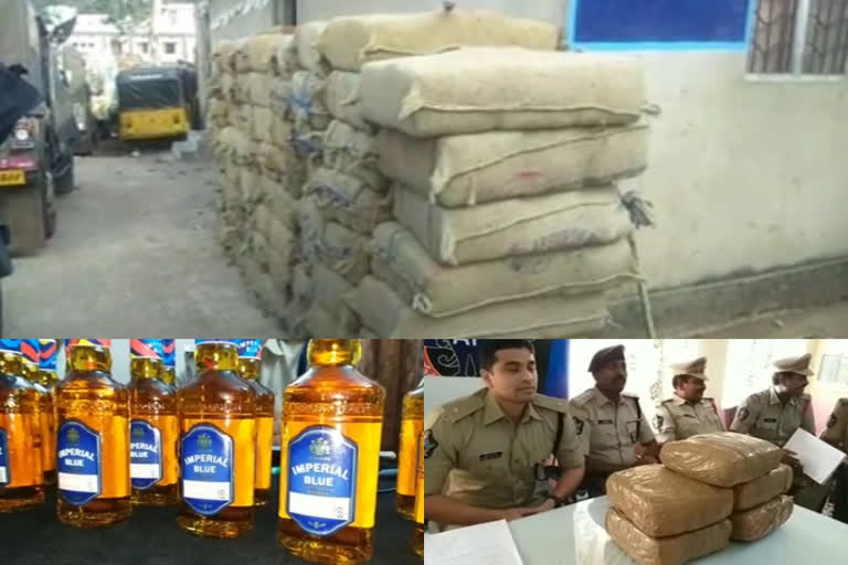 liquor and ganja seized in some districts of andharapradesh