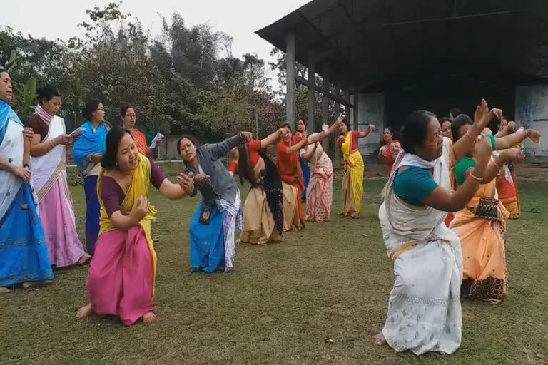sonowal kachari bihu dance preparation at Dibrugarh