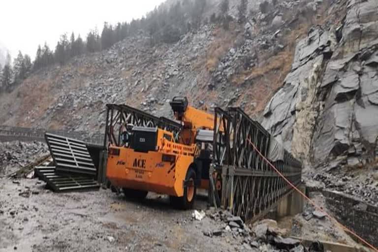 kinnaur choling near block road damage bridge