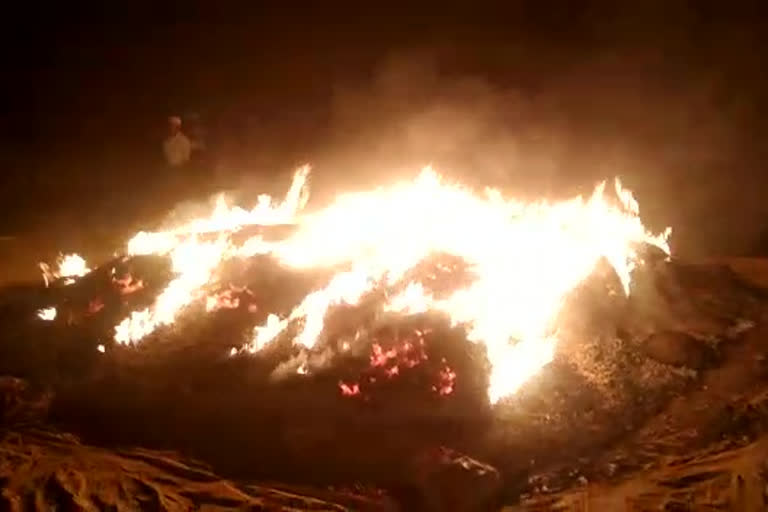 the chili crop burned by unknown people at Yalamandala in guntur district