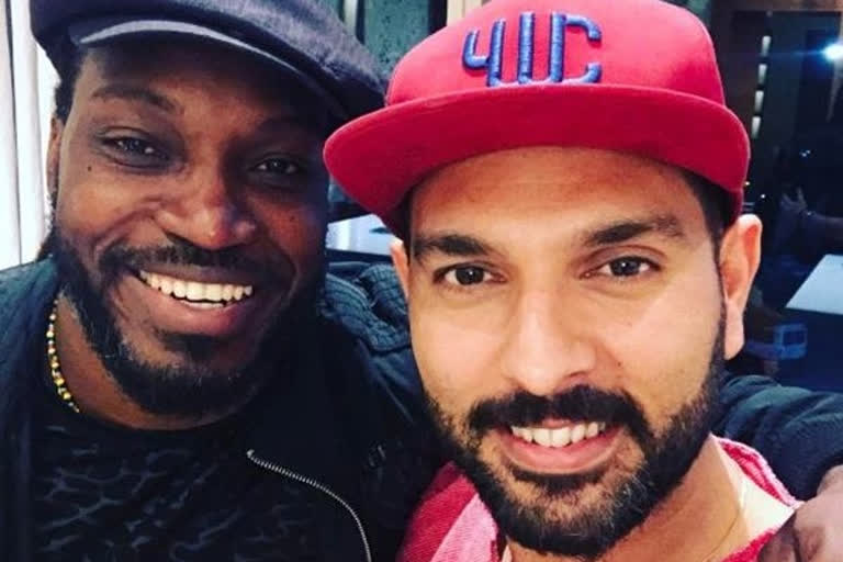 Chris Gayle's Hindi dialogue "Confidence mera, kabar banega tera" with Yuvraj Singh