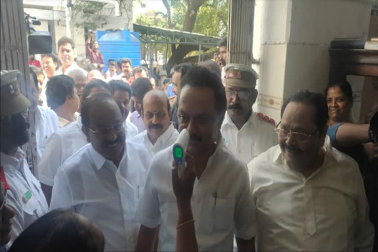 MK Stalin screening the Covid 19 virus