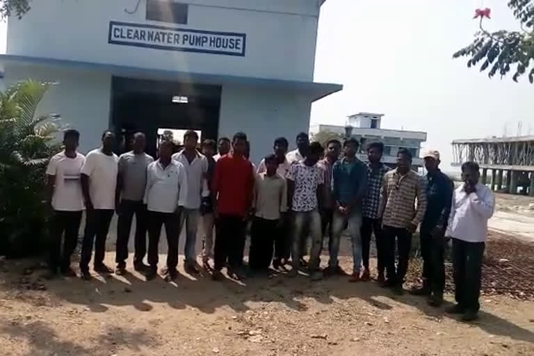 Mission Bhagirath Pumphouse Workers' protest at jalalpur nizamabad