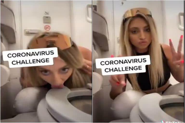 Woman licks plane toilet seat for coronavirus challenge