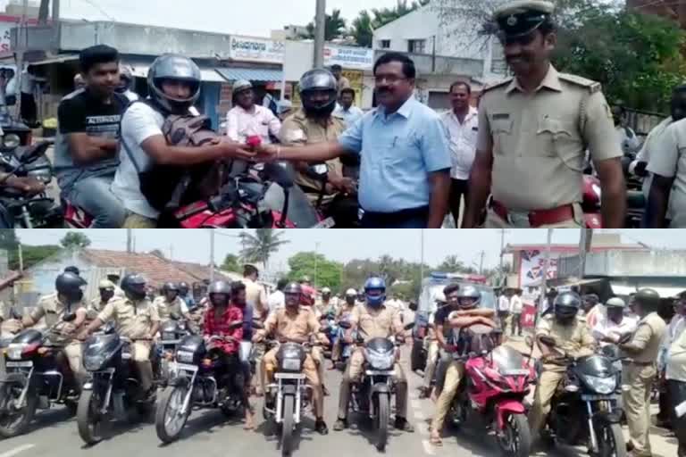 Awareness campaign about Corona and Helmet at hassan