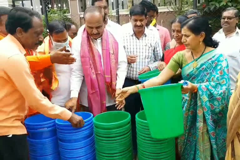 dust bins distribution at jagityala district