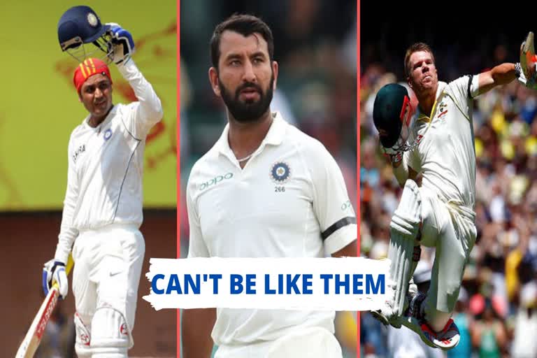 cheteshwar pujara, David Warner or Virender Sehwag