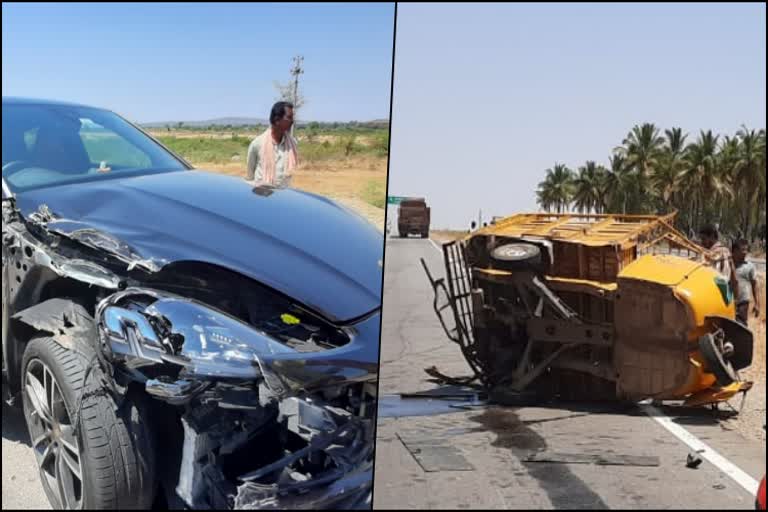 Former Home Minister MB Patil's son's car collided with ape goods transport vehicle