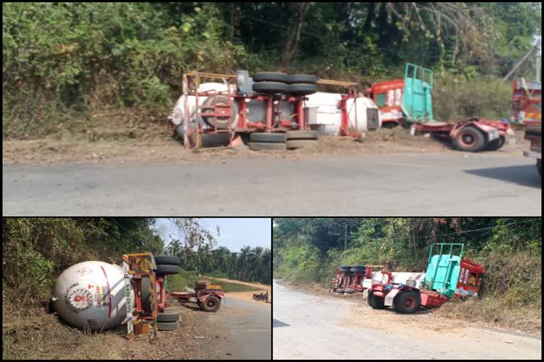 Gas tanker overturn in Lavadadka near Neladi ... Driver injured