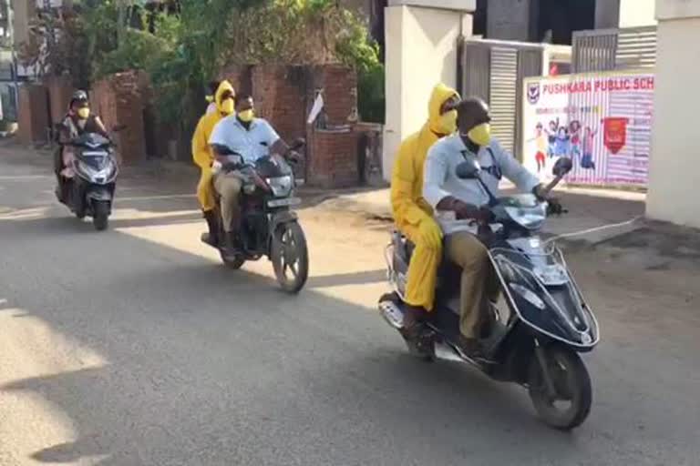 Municipal employees awareness about corona through bikes