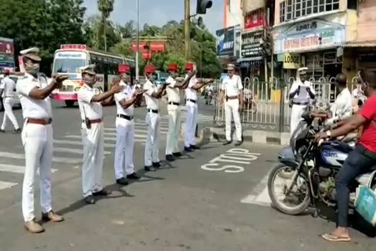 Traffic police created awareness in a unique way to deal with covid -19 virus outbreak