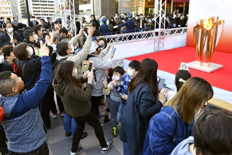 Thousands of people flocked to take Selfies with the Olympic flame in northeastern Japan