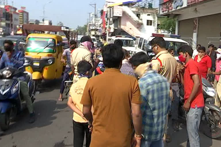 corona effect police checking peoples at roads in warangal