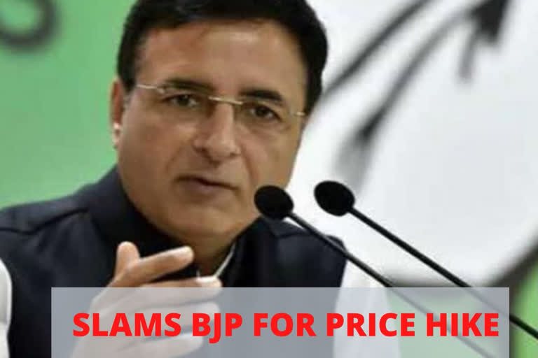 rise in petrol price  congress slams bjp for increase in petrol price  randeep surjewala slams bjp news  randeep surjewala slams bjp for price hike in petrol  petrol price in india  diesel price in india  finance bill 2020  finance bill in lok sabha  excise on crude oil prices  പെട്രോൾ, ഡീസൽ എക്സൈസ് തീരുവ  രൺ‌ദീപ്‌ സിങ് സുർജേവാല  പെട്രോൾ, ഡീസൽ വില