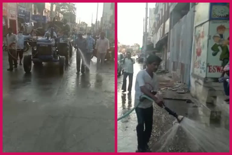 bleaching sprayed at narsaraopeta roads in guntur