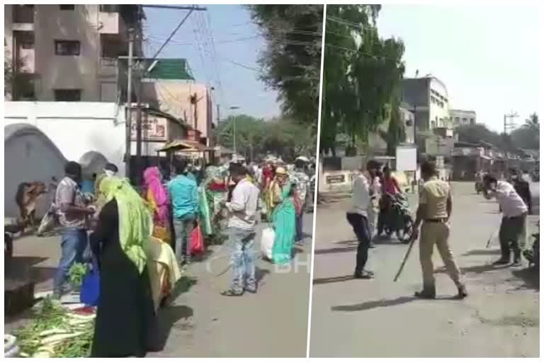 crowds of citizens for purchase of essential goods