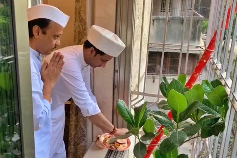 ajit-pawar-celebrate-gudi-padwa-at-home-in-mumbai