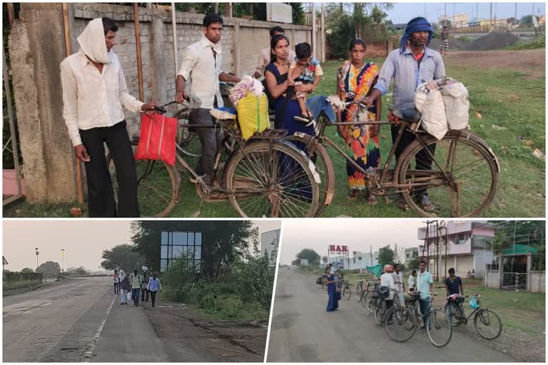 migrants labour heading towards village by walking hundred kilometers