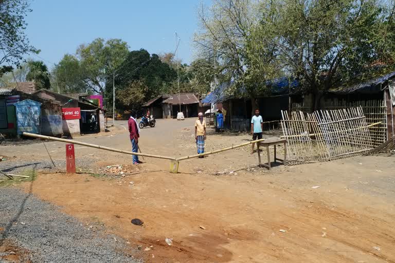 Villagers put up barrier on road to stop the movement