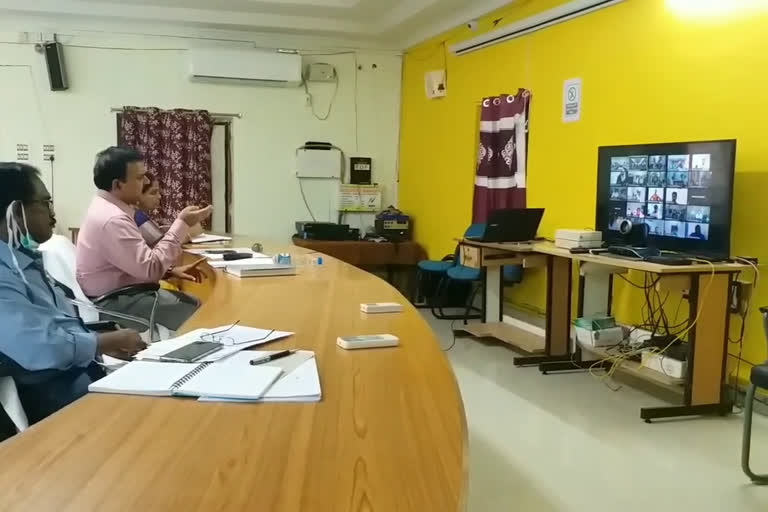 collector mv reddy video conference on corona precautions with mro's at bhadradri kothagudem collectorate