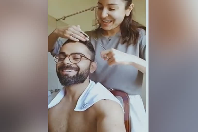 Anushka gives a haircut to Virat