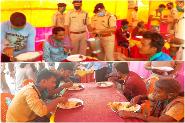 Garhwa police feeding hungry passers-by during lockdown