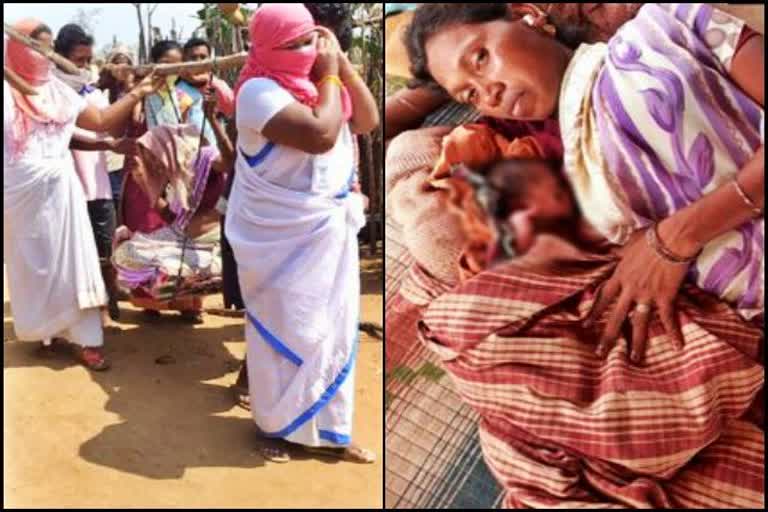 Anganwadi workers carried pregnant tribal woman on stretcher for 7 kms in Telangana